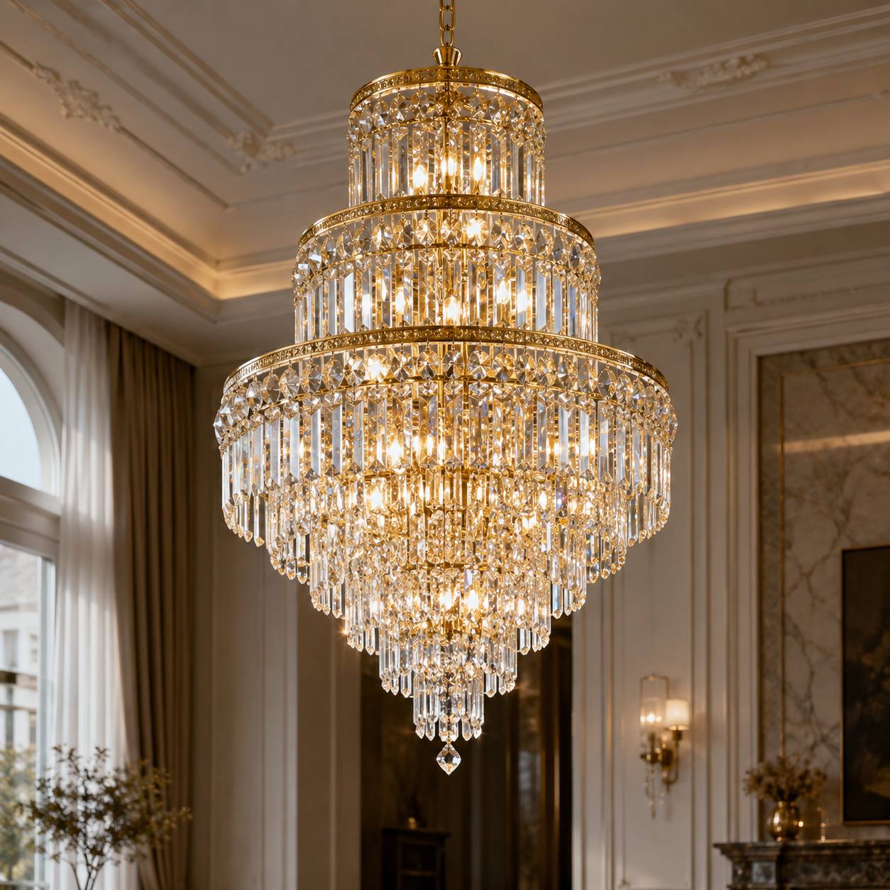 Crystal Cascade Grand Pendant Chandelier