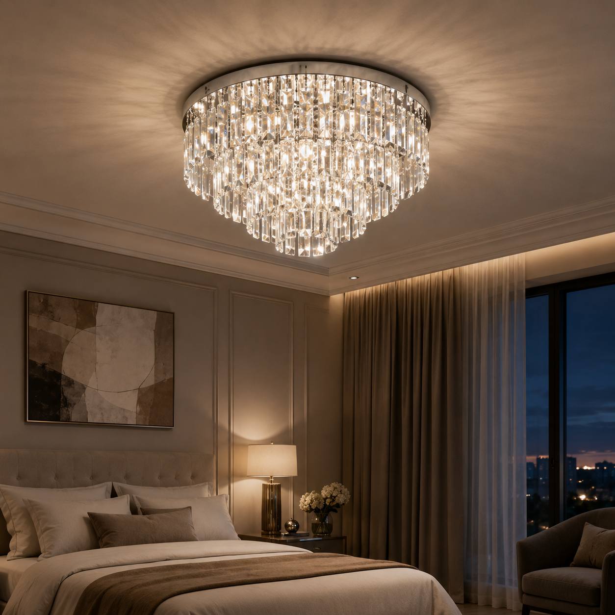 Lumina Diamond Flush Mount Crystal Ceiling Light